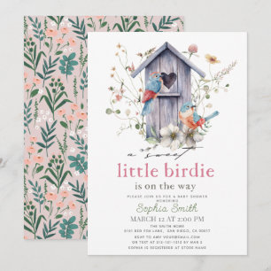 Invitation Douce Petite Fille de la Maison de l'Oiseau Fête P
