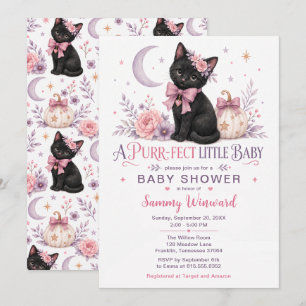 Invitation Douce Petite Fille Parfaite Chat Noir Shower