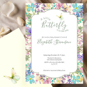 Invitation Douce Petite Papillon Fleurs Baby Shower