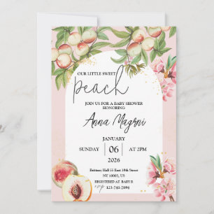 Invitation Douce Petite Pêche Filles Baby shower Arch Sprinkl