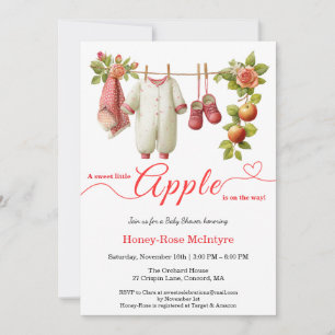 Invitation Douce petite pomme Baby Shower Bébé rustique d'a