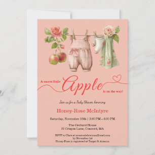 Invitation Douce petite pomme Baby Shower   Bébé rustique d'a