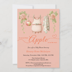 Invitation Douce petite pomme Baby Shower Bébé rustique d'a