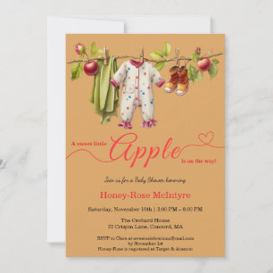 Invitation Douce petite pomme Baby Shower   Bébé rustique d'a