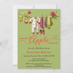 Invitation Douce petite pomme Baby Shower   Bébé rustique d'a