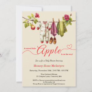 Invitation Douce petite pomme Baby Shower Bébé rustique d'a