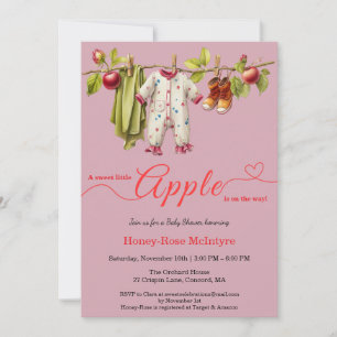 Invitation Douce petite pomme Baby Shower   Bébé rustique d'a