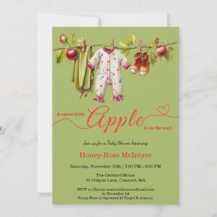 Invitation Douce petite pomme Baby Shower   Bébé rustique d'a