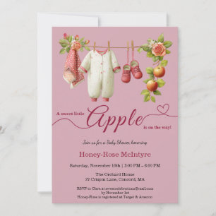 Invitation Douce petite pomme Baby Shower Bébé Rustique d'A