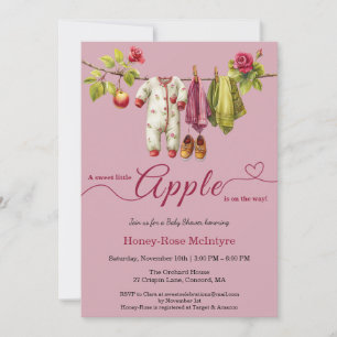 Invitation Douce petite pomme Baby Shower   Bébé rustique d'a