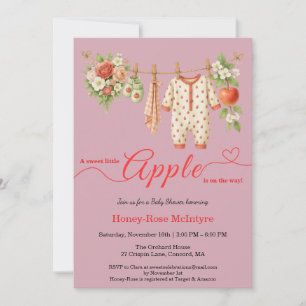 Invitation Douce petite pomme Baby Shower Bébé Rustique d'A