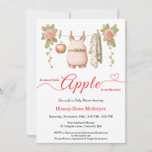 Invitation Douce petite pomme Baby Shower Bébé rustique d'a