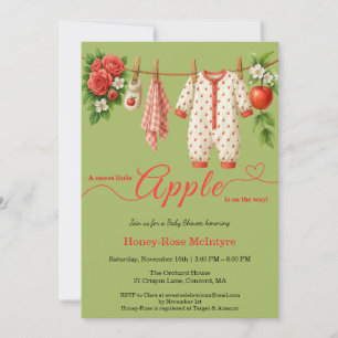 Invitation Douce petite pomme Baby Shower Bébé rustique d'a