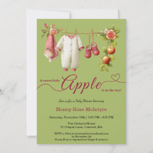 Invitation Douce petite pomme Baby Shower   Bébé rustique d'a