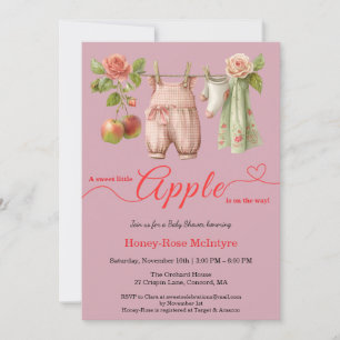 Invitation Douce petite pomme Baby Shower Bébé rustique d'a