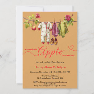 Invitation Douce petite pomme Baby Shower   Bébé rustique d'a