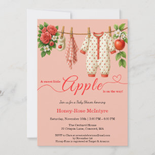 Invitation Douce petite pomme Baby Shower Bébé rustique d'a