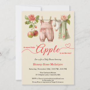 Invitation Douce petite pomme Baby Shower Bébé Rustique d'A