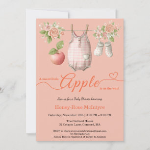 Invitation Douce petite pomme Baby Shower   Bébé rustique d'a