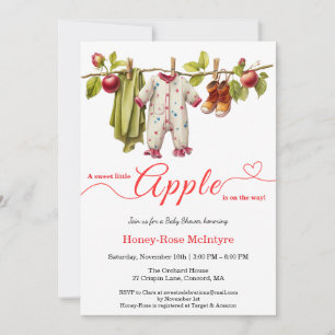 Invitation Douce petite pomme Shower de bébé   Bébé rustique 