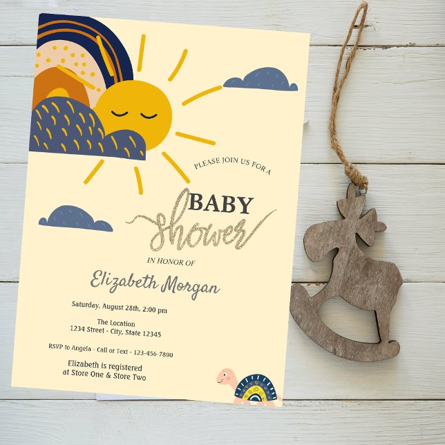 Invitation Douce Pluie d'Arc-en-Ciel Bébé Shower Escargot (Créateur téléchargé)