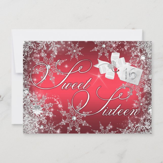 Invitation douce pour les 16 ans - Flocon de neige (Devant)