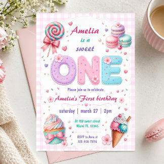 Invitation Douce première année d'anniversaire Personnalisé