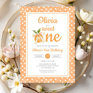 Invitation Douce Première Orange Citron 1er Anniversaire