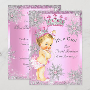 Invitation Douce Princesse Baby Shower Wonderland Rose Blonde