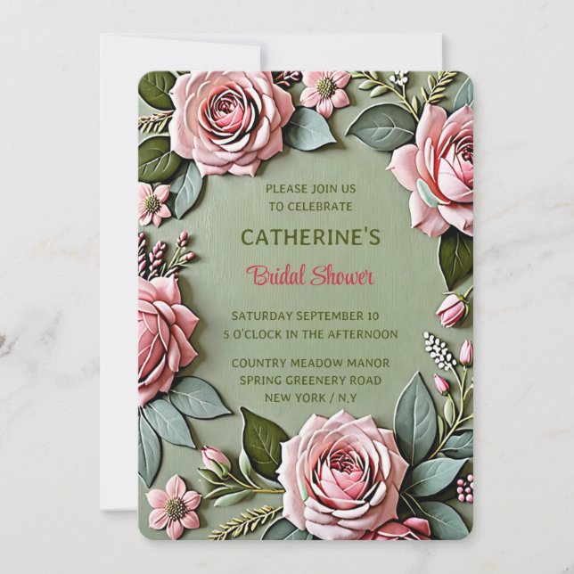 Invitation Douce rose sauge floral lavande pour la douche de  (Devant)