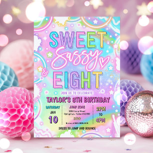 Invitation Douce Sassy Et Huit Néon Arc-En-Ciel 8e Anniversai