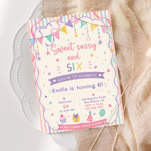 Invitation Douce sassy et six douceurs pastel 6ème anniversai