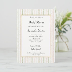 Invitation Douce Soirée de Mariage Rose Pâle et Vert à Rayure