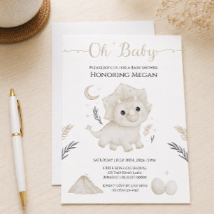 Invitation Douce Triceratops Fête de Naissance de Dinosaure N