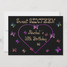 Douces Papillons Cœur Rose Sweet 16 Anniversaire 