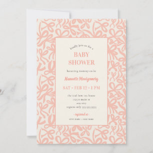 Invitation Douces Rubans et Nœuds Rose Terracotta Baby Shower