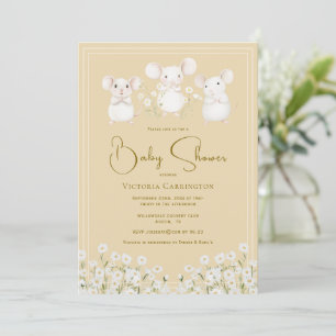 Invitation Douces Souris & Marguerites Fête de Naissance Jaun