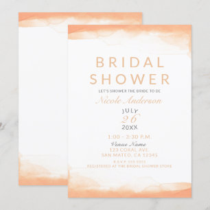 Invitation Douceur de mariage moderne aquarelle corail orange