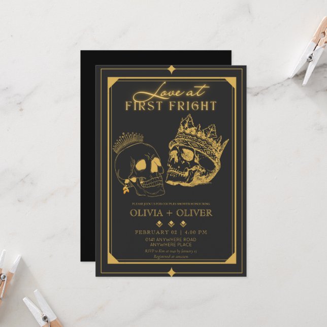 Invitation douche à couple Halloween (Devant/Arrière en situation)