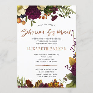 Invitation Douche à distance burgundy douche florale par mail