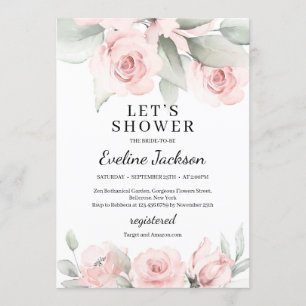 Invitation Douche à fleurs et à nappes roses Boho douce