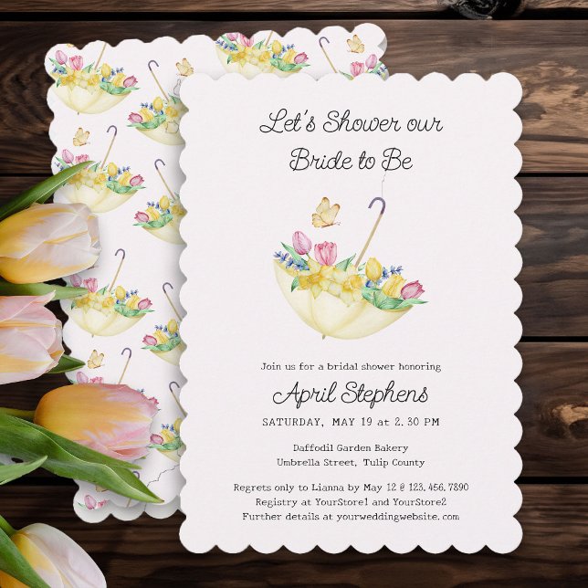 Invitation Douche à fleurs printanières la Fête des mariées d (Spring Flowers Yellow and Pink Bridal Shower Invitation)