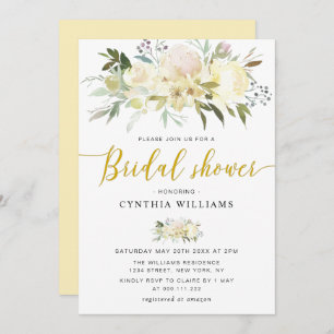 Invitation douche à la nuptiale à fleurs d'ivoire de champagn