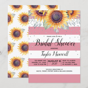 Invitation Douche à la nuptiale rose rose de tournesol d'auto