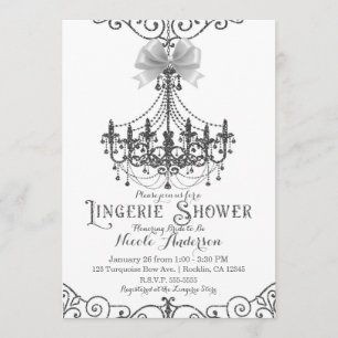 Invitation Douche à lingerie blanche et blanche en argent