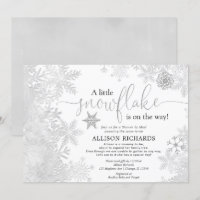 Douche à neige blanche en argent par baby shower p