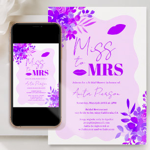 Invitation Douche à nuptiale à cadre ondulé violet chaud boho