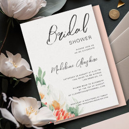 Invitation Douche à nuptiale fleur sauvage verte et orange