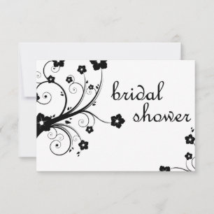Invitation douche à nuptiale : fleurs noires et blanches