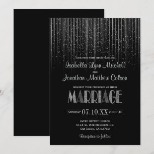 Invitation Douche à pluie Silver Star et Mariage noir